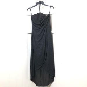 Black M Strapless Shimmery Tulip Asymmetrical Dress Fit & Flare Night Out Shiny